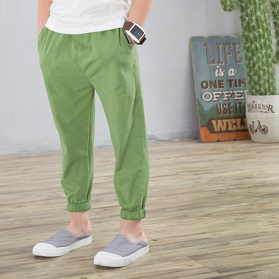 Леггинсы Famli для мальчиков-подростков однотонные прямые брюки до щиколотки на