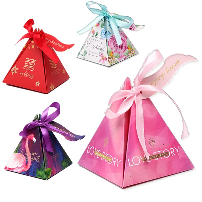 

50pcs Triangular unicorn Candy Box Wedding Favors Gifts Boxes candy Bags Guests Wedding Decoration Baby Shower Party Supplies