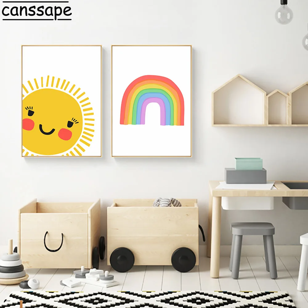 Большой постер мечты детская комната солнце радуга скандинавские настенные