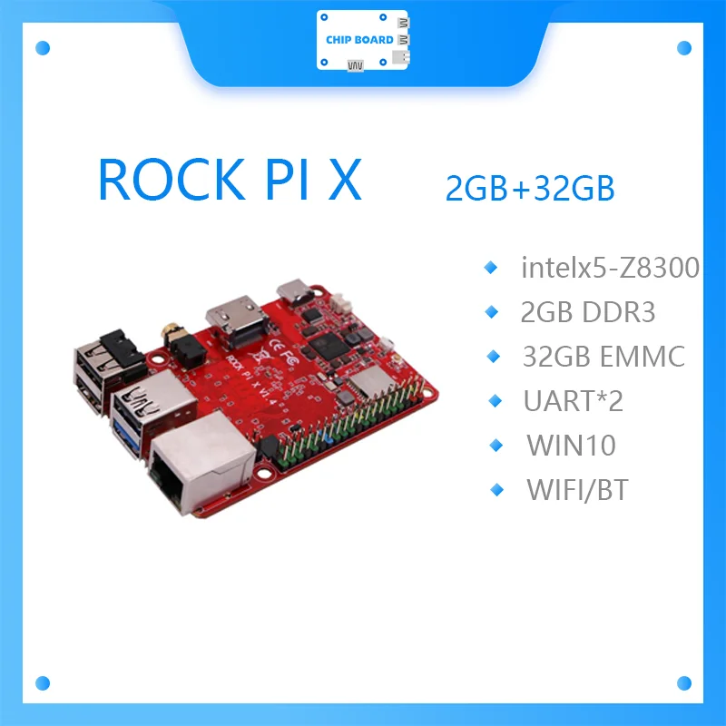 ROCK PI X B MODELB Win10 Intel Atom x5-Z8300 board 2G 32G eMMC flash Разъем для карты MicroSD | Компьютеры и офис