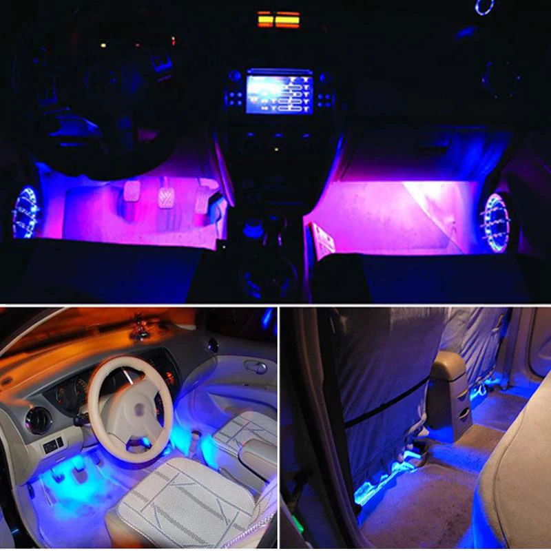 

Car One with Four Atmosphere Lights, Interior Decoration Lights, Atmosphere Interior Lights, Foot Lights, LED Glowing Blue Light