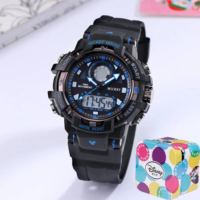 Детские цифровые кварцевые наручные часы Disney с Микки Маусом водонепроницаемость