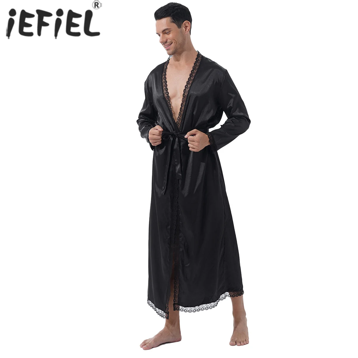 

Для мужчин кружевной отделкой банный халат с поясом туфли на шнуровке и плоской подошве стринги Нижнее белье с длинными рукавами, комплект ...