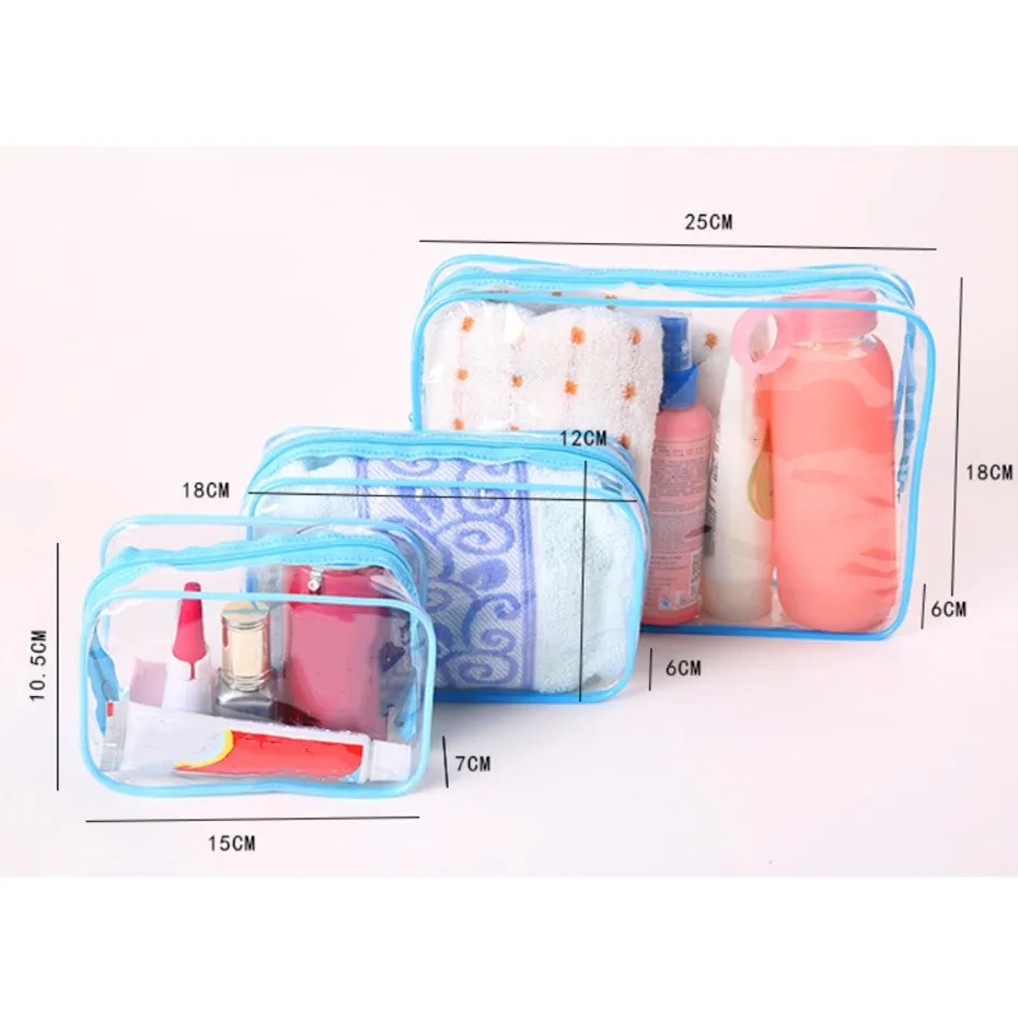 

Transparent Waterproof Swimming Bags Sports Travel Bathing Storage Bag Zipper Clear PVC Organizer Phone Pocket