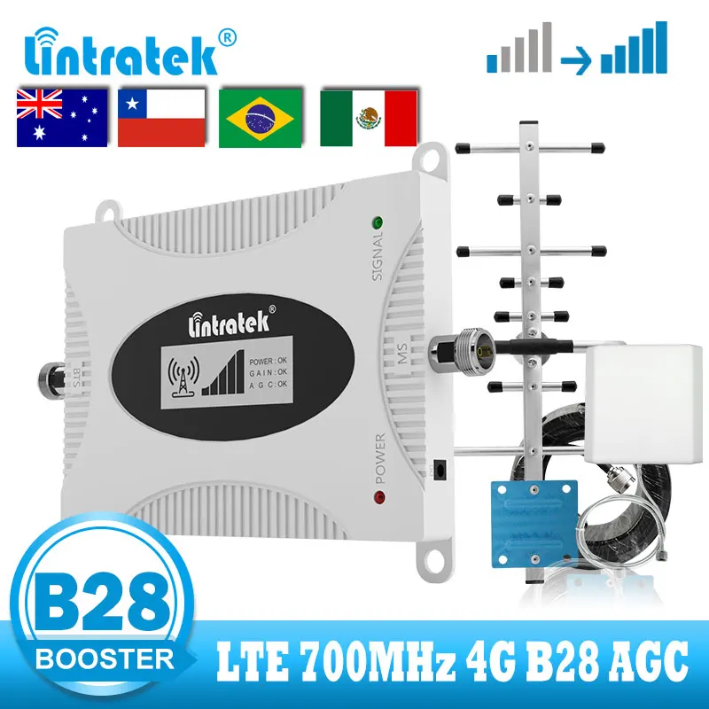 lintratek B28 LTE 4G Signal Booster 700 Cellular Amplifier Mobile cell phone 4G Band 28 Repeater internet 700MHz AGC Cellphone