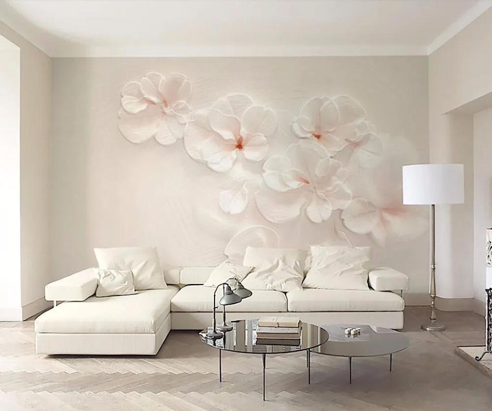 Пользовательские 3d обои CJSIR трехмерная Сакура с тиснением скандинавский цветок