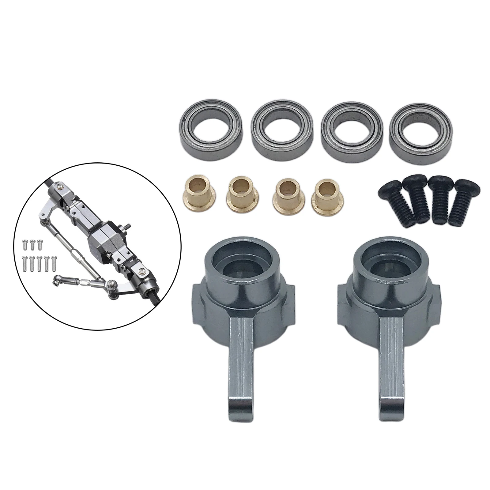 

1 Pair 1:16 RC Alloy Front Axle Steering Cup with 4pcs Bearing for WPL MN D90 D91 MN99S JJRC Crawler Buggy Upgrade Parts