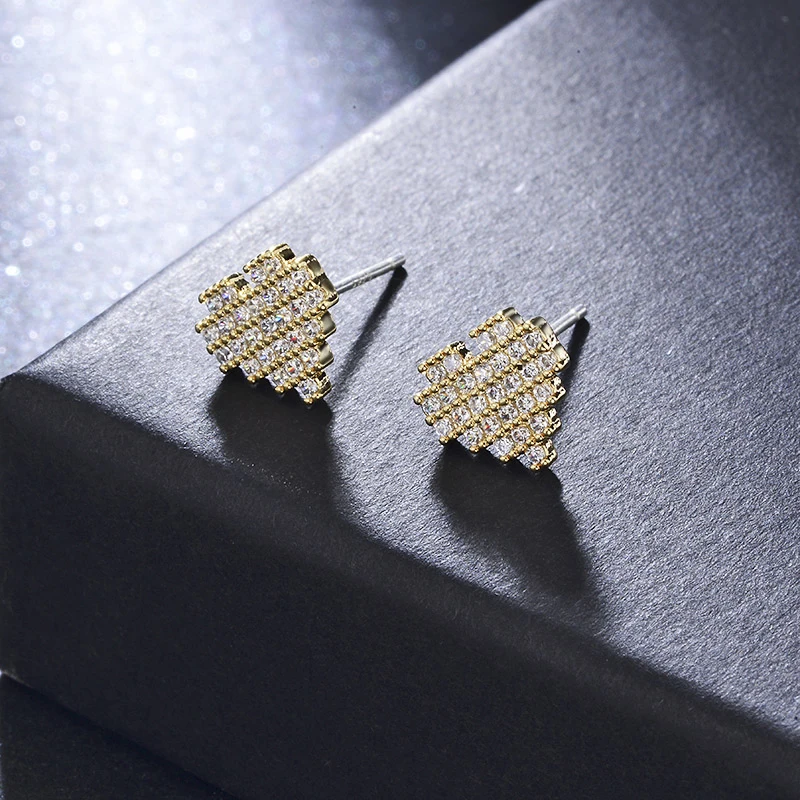 Женские серьги гвоздики в форме сердца MAIKALE золотистые и Серебристые маленькие с