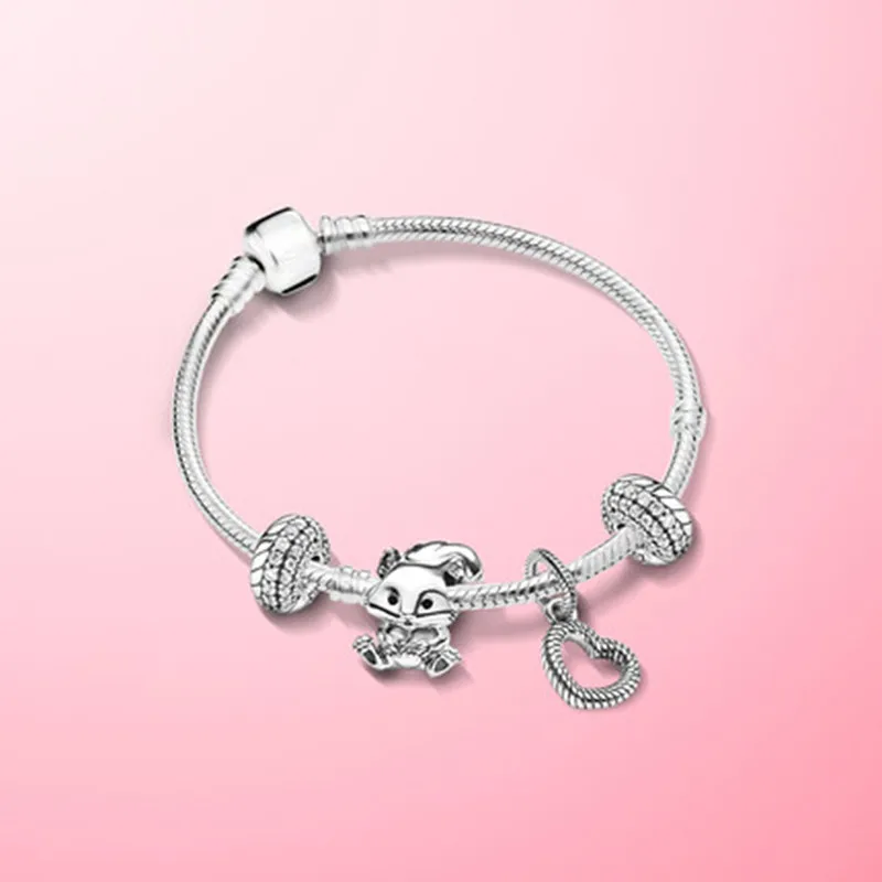 

100% 925 Sterling Silver 2020 New Autumn Cute Squirrel Charms Beads Fit Bracelet Original DIY Fine Jewellery For Women Gift