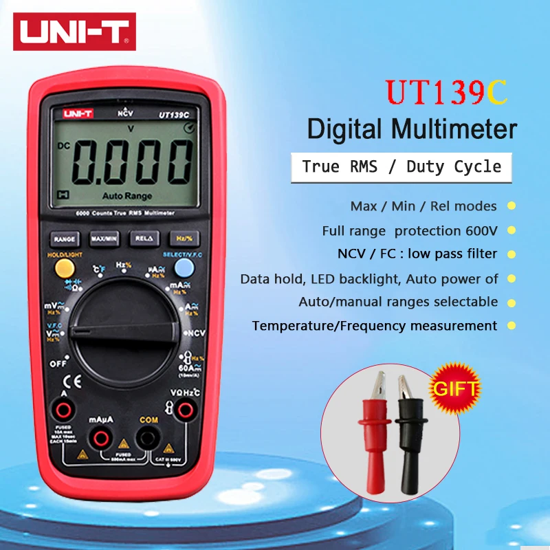 UNI-T UT139C цифровой мультиметр с автоматическим выбором диапазона ручной тестер