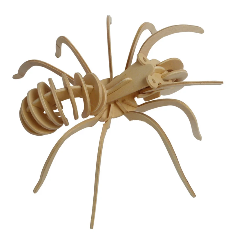 

Деревянная сборная 3D-головоломка «сделай сам», паук, животные, детские развивающие игрушки ручной работы, сборные игрушки, детские подарки
