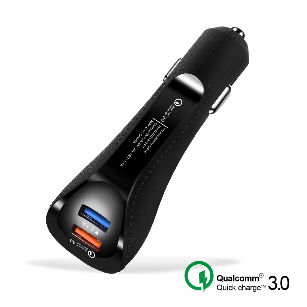 QC Quick Charge 3,0 двойное автомобильное зарядное устройство адаптер автомобиль телефон зарядное устройство для Xiaomi samsung iPhone X 8 7 4 5 6 быстрое зарядное устройство для телефона - Тип штекера: Black 2port
