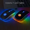 Ultra-thin LED Colorful Lights Rechargeable Mouse Mini Wireless Mute USB Optical Ergonomic Gaming Mouse Notebook Computer Mouse 10