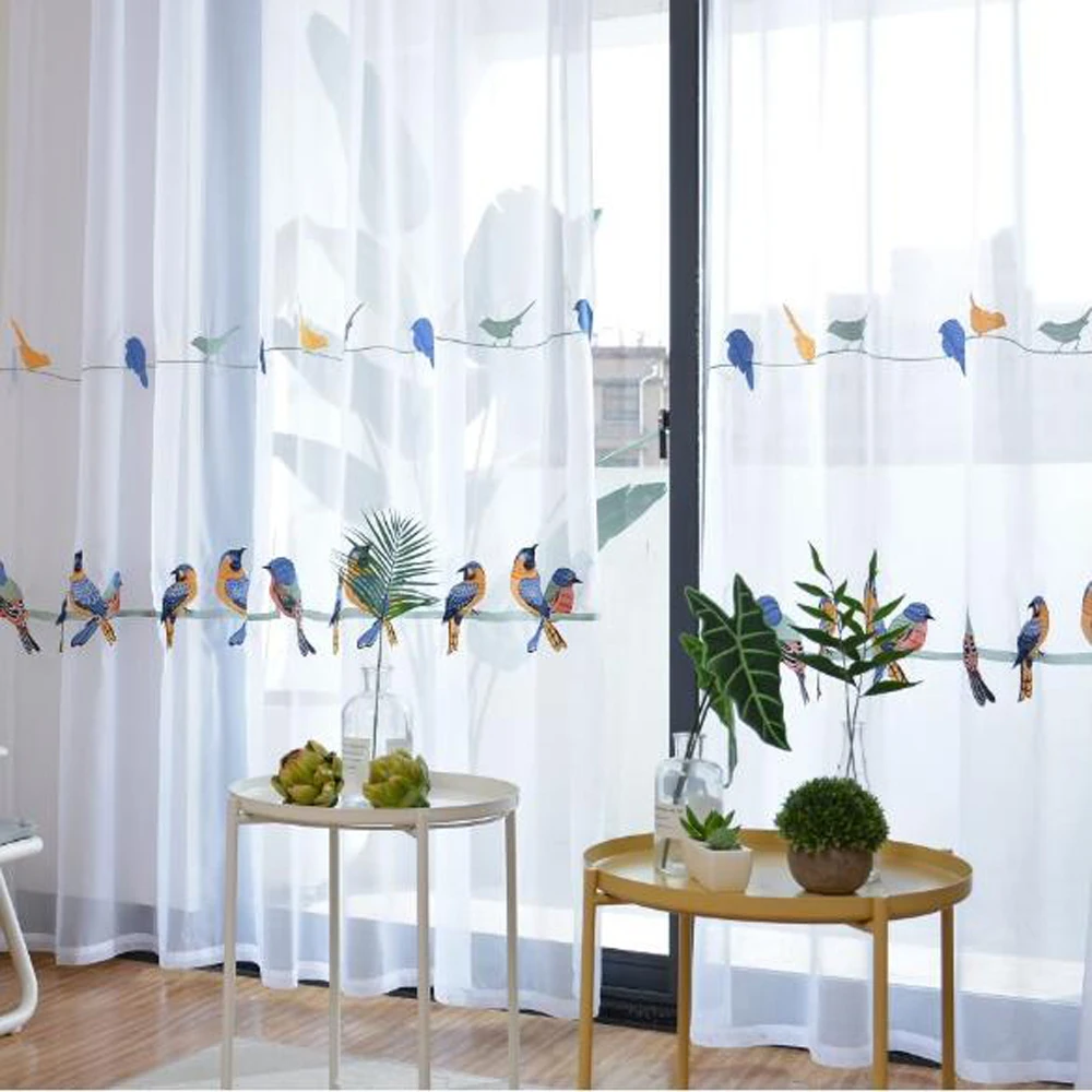 Симпатичные Красочные дневные белые прозрачные Занавески для окон спальни