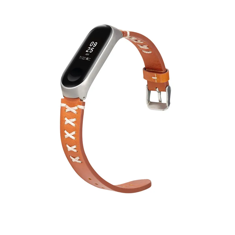 Ремешок из натуральной кожи для xiaomi mi band 4 Браслет фитнес спортивные