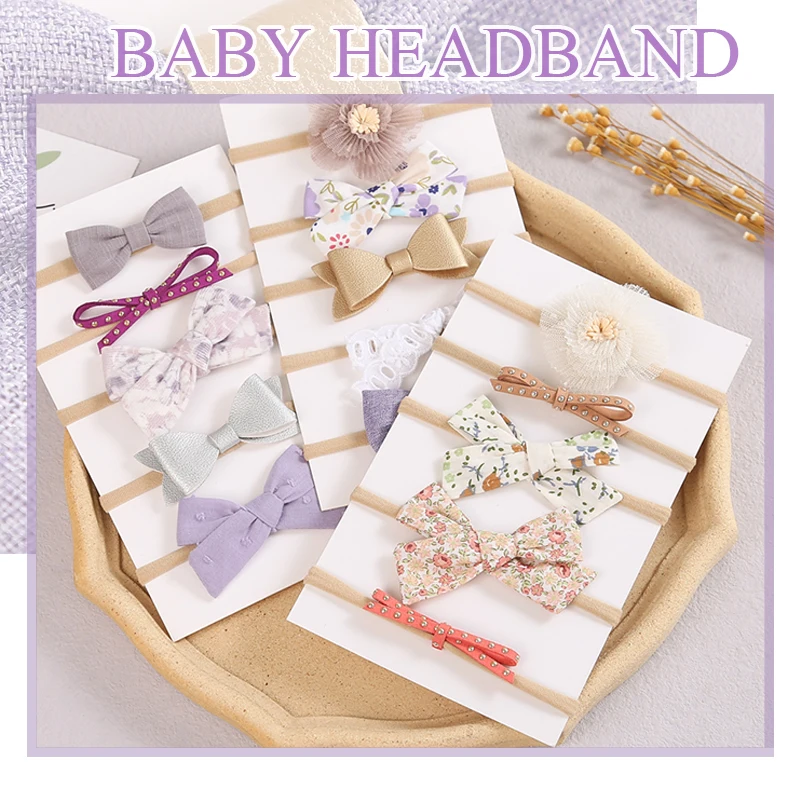 

5pcs/set Printed Elastic Baby Girls Headband Princess Flower Bowknot Headbands Traceless Bow Hair Bands Girl Hair Accessories