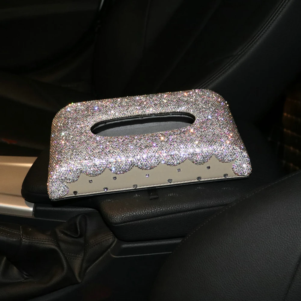 Блестящие аксессуары для стайлинга салона автомобиля красивая коробка салфеток