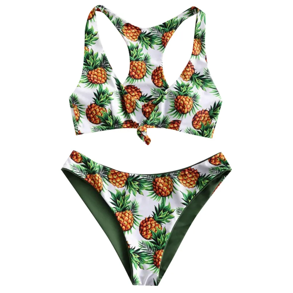 Комплект бикини с принтом фруктов женские купальники в стиле бохо эффектом пуш