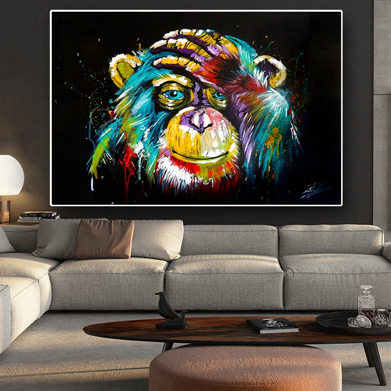 Абстрактная женская животная Gorilla холст художественная живопись плакаты и
