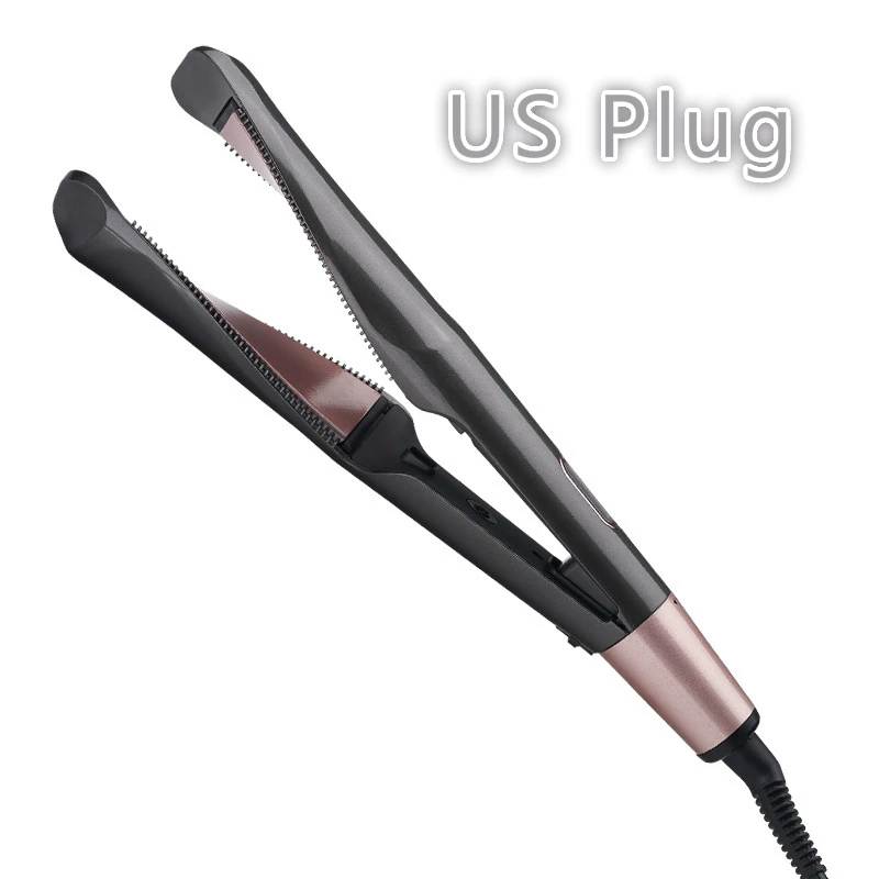 US Plug Портативные профессиональные электрические щипцы для завивки волос 2 в 1 Спиральные выпрямители для волос выпрямитель для волос плоские утюги керамический инструмент для укладки - Цвет: US Plug