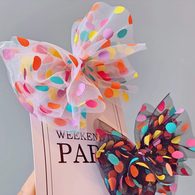 

Кружевная Детская резинка в горошек для девочек, детская кружевная резинка для волос ручной работы с бантом, эластичная резинка для волос, р...