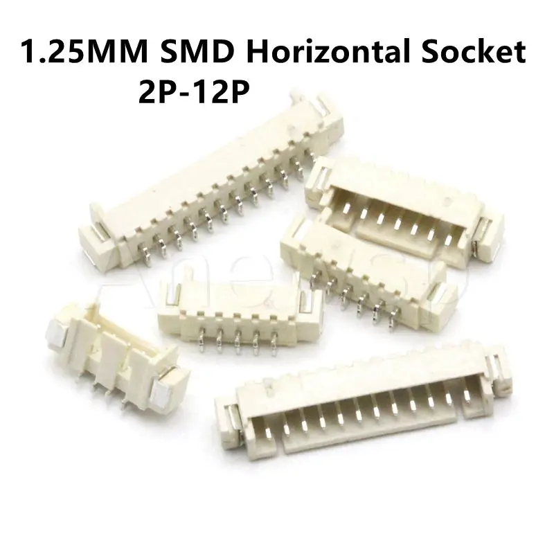 

20 шт., Штекерный разъем Micro JST 1,25 мм, горизонтальный разъем SMD, 2P/3P/4P/5P/6P/8P/10P/11P/12P, контактный разъем