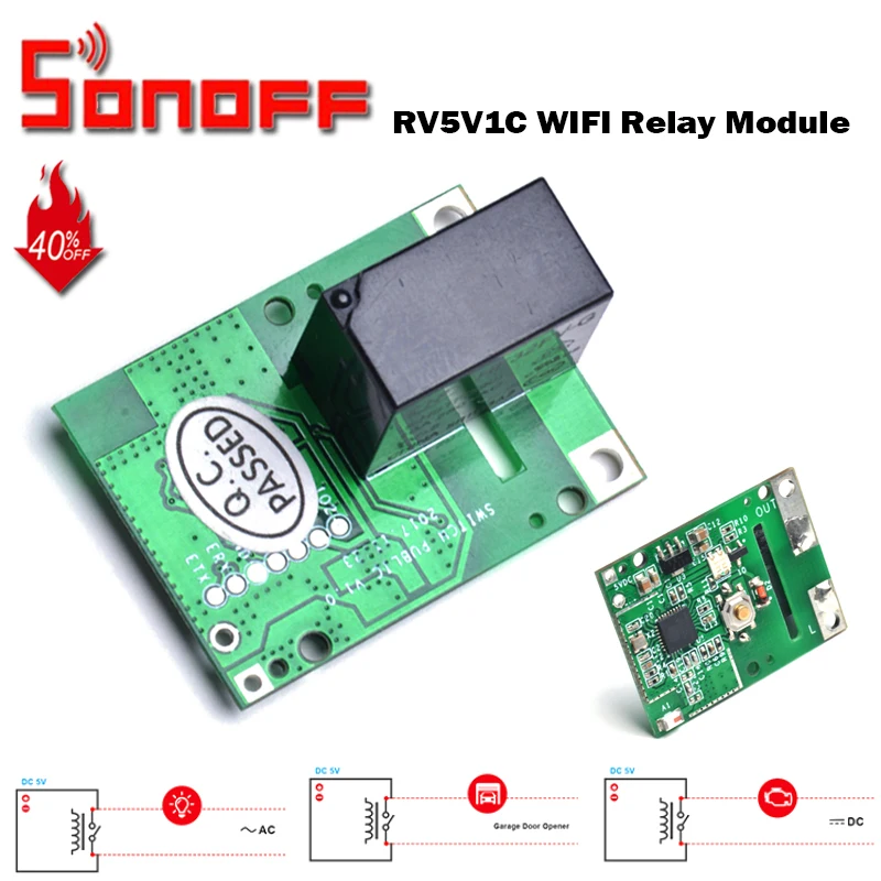 Реле SONOFF RE5V1C модуль 5 В Wi Fi переключатель сделай сам выход сухого контакта