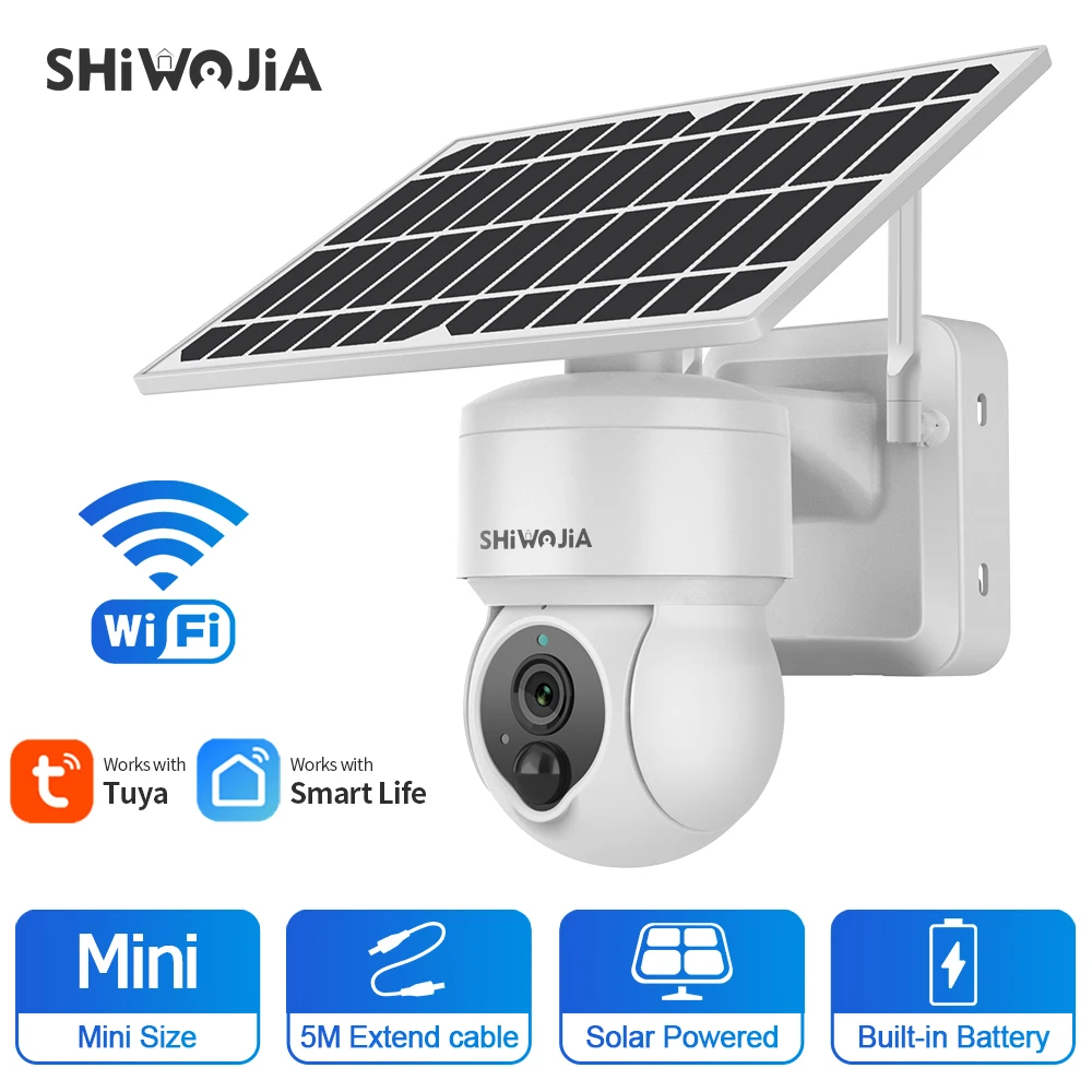 

SHIWOJIA Panel Solar Camera Wifi Tuya Smart Security Protection 4X 1080P Outdoor Wireless Monitor Waterproof Solar Power Camera