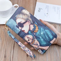 women fashion anime printed clutch wallet ladies casual wristlet long leather coin purse passport money card holder phone pocket