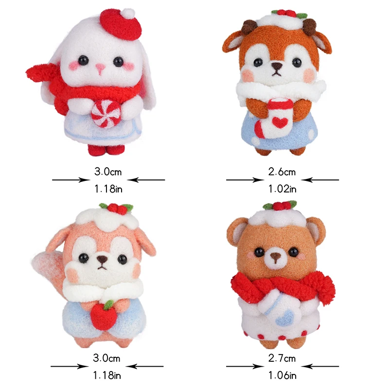 RORGETO Non-Finished Felt Kit Needle Felting DIY Christmas New Year Cute Animal Doll Material Bag for Women and Beginner | Дом и сад