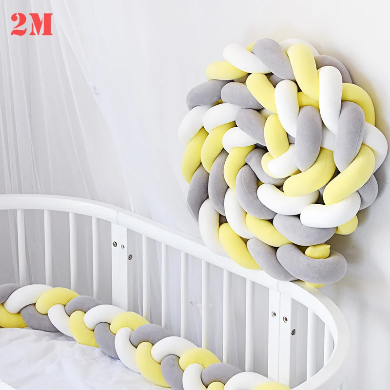 2M 2B 1 шт., 2 м/3 м, для новорожденных, детская кроватка, бампер, кровать, бампер, узел, декор для детской комнаты, для новорожденных, кровать, бампер, длинная плетеная Подушка, узел, кроватка - Цвет: 2M 2B