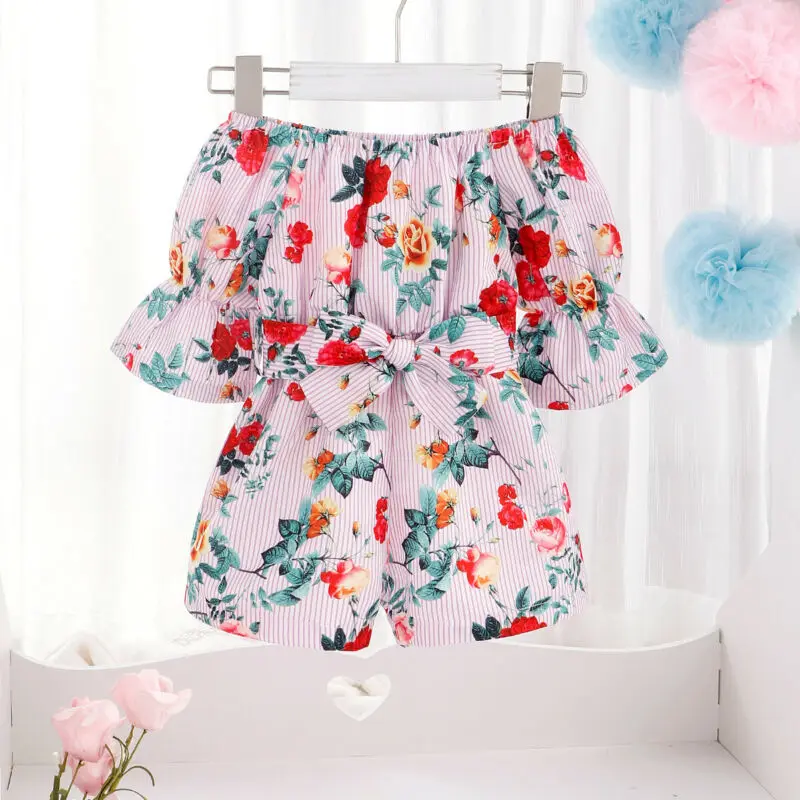 Милый детский комбинезон для маленьких девочек Комбинезон с цветочным рисунком