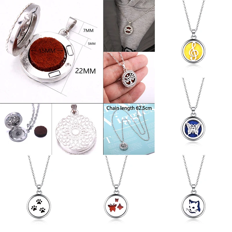

Butterfly Cat Tree Aromatherapy Diffuser Necklace Jewelry Perfume Locket Pendant Essential Oil Scent Locket Women Necklace