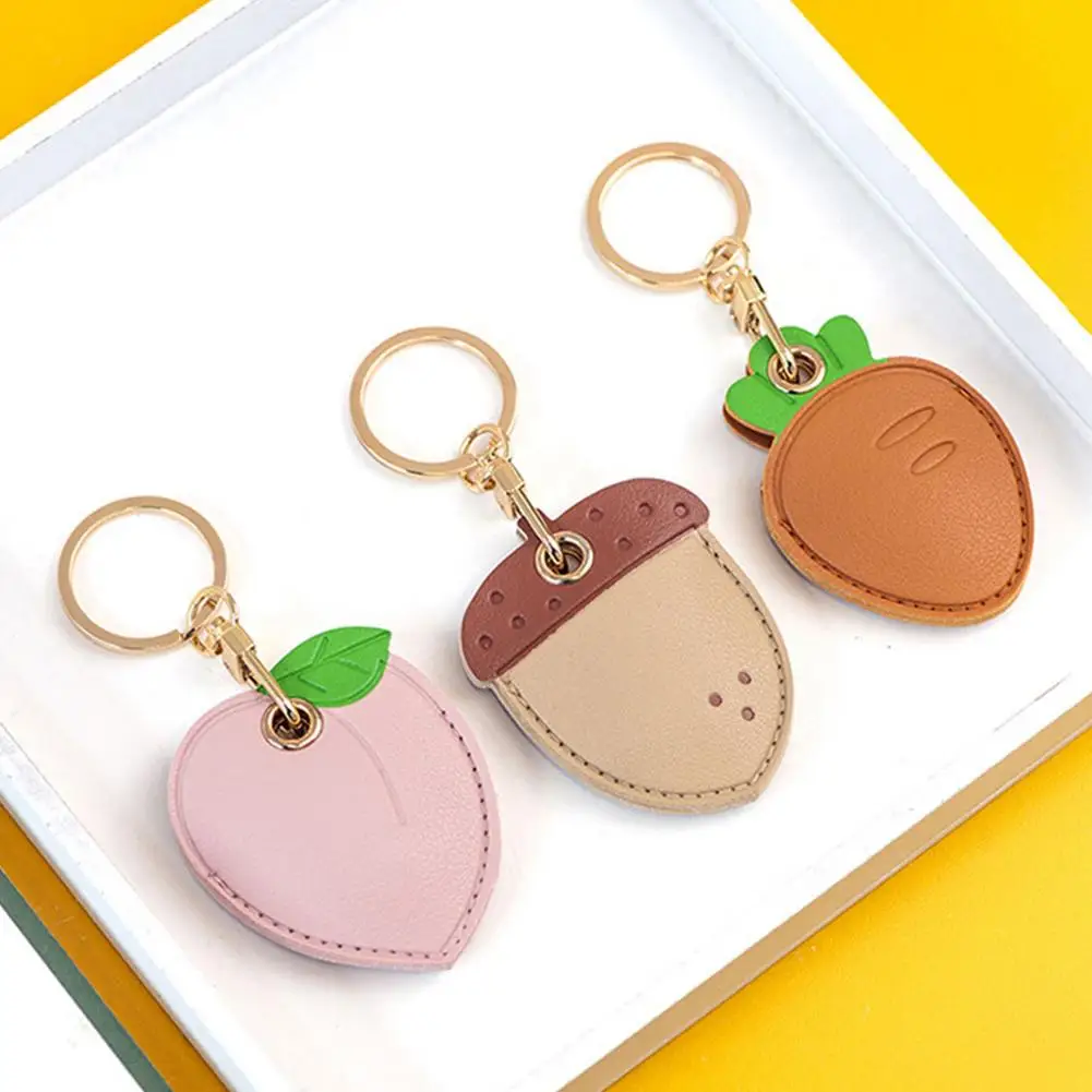 

Access Card Keychain Useful Leather Key Ring Cartoon Card Case