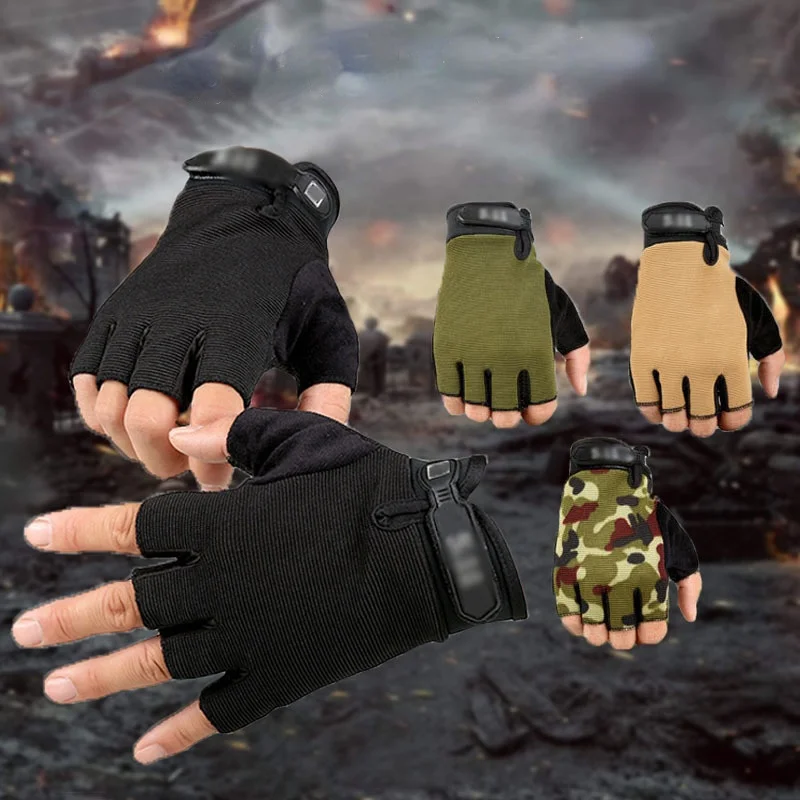 

2022 Tactical Half finger Gloves Men's Army Military Combat Hunting Shooting Airsoft Paintball Police Duty - Fingerless