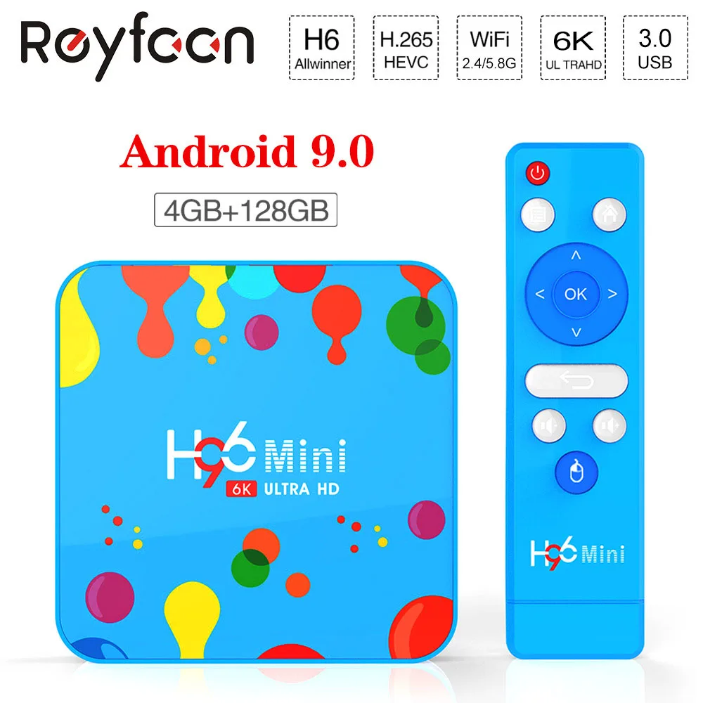 Тв приставка H96 Mini Android 9 0 Allwinner H6 6K H.265 USD3.0 Dual Wifi HDR поддержка Google Player Youtube