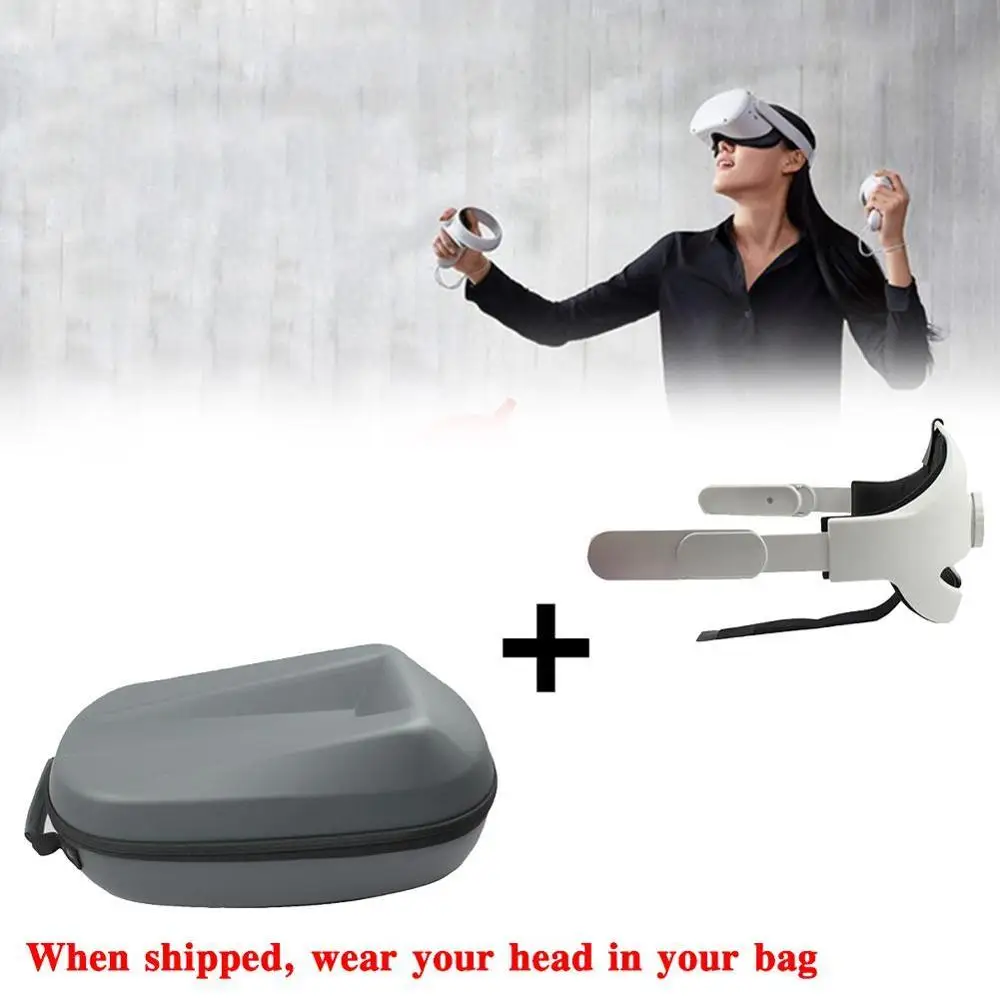 

2in1 PU Storage Bag for Oculus Quest 2 VR Adjustable Replacement Comfortable Head Strap Carrying Protective Case Accessories