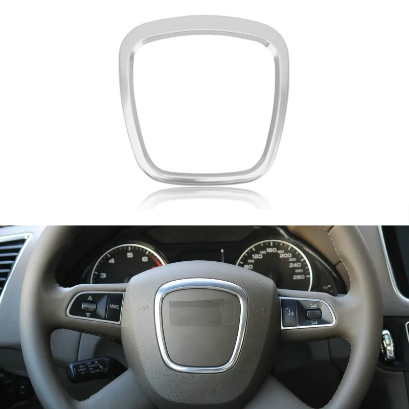 

Chrome Steering Wheel Center Emblems Logo Frame Trim Cover Sticker For Audi A4L A6L A8L Q5 Q7 Car Styling