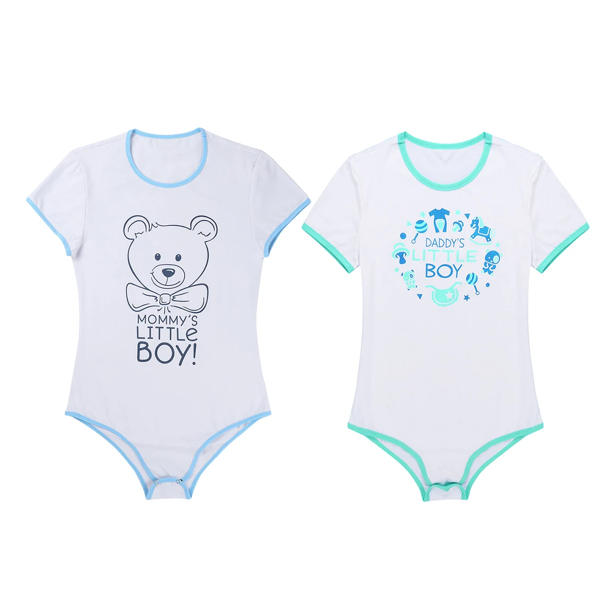 Мужская цельная Одежда для взрослых и детей, нижнее белье для влюбленных, короткий рукав, промежность спереди, принт, Неженка, гей, Мужское боди, комбинезон, пижама