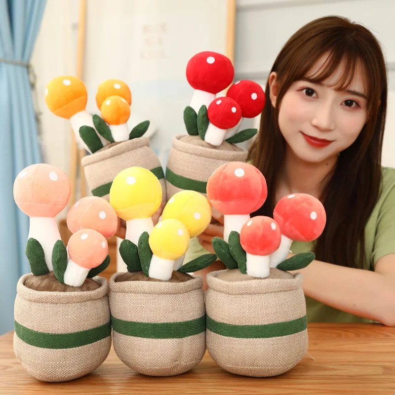 

Kawii Lovely Mushroom Plant Plush Toy Soft Bookshelf Decoration Doll Creative Flower Pillow Home Decoration Children's Gift