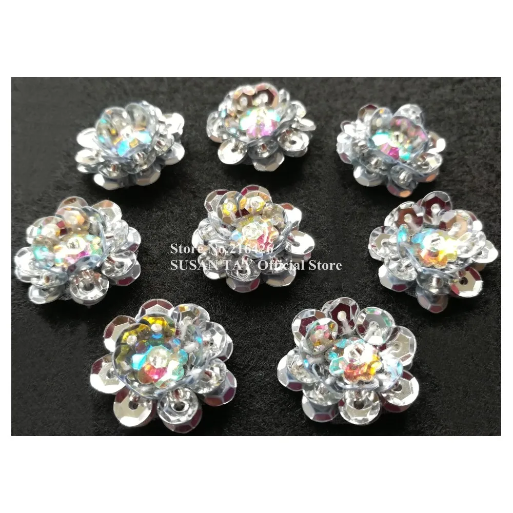 15 шт./лот x Новинка ручной работы сшитое фиолетовое Расшитое бисером 3D цветочное