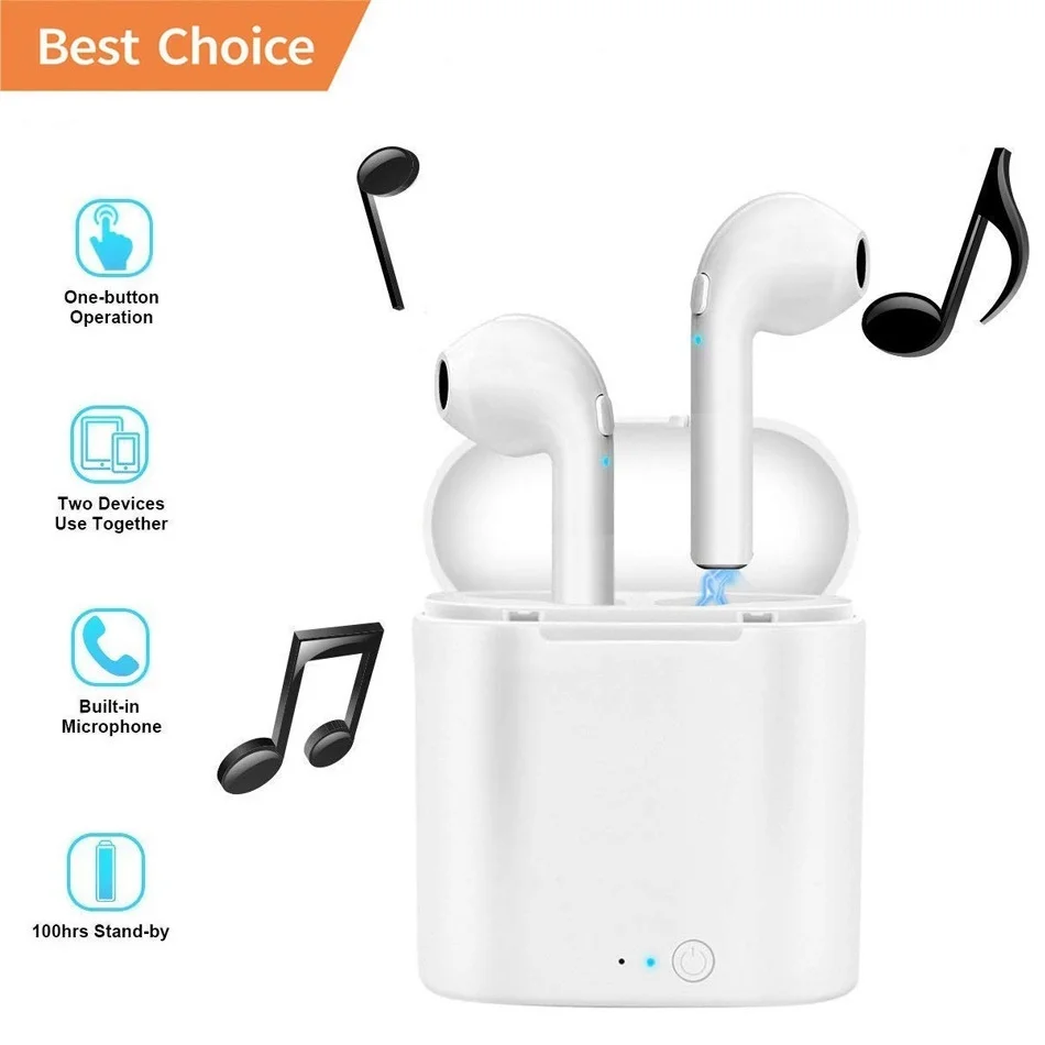 Bluetooth наушники с микрофоном зарядки pods i7s tws Беспроводные наушники гарнитуры стерео наушники-вкладыши для ios Android телефон громкой связи