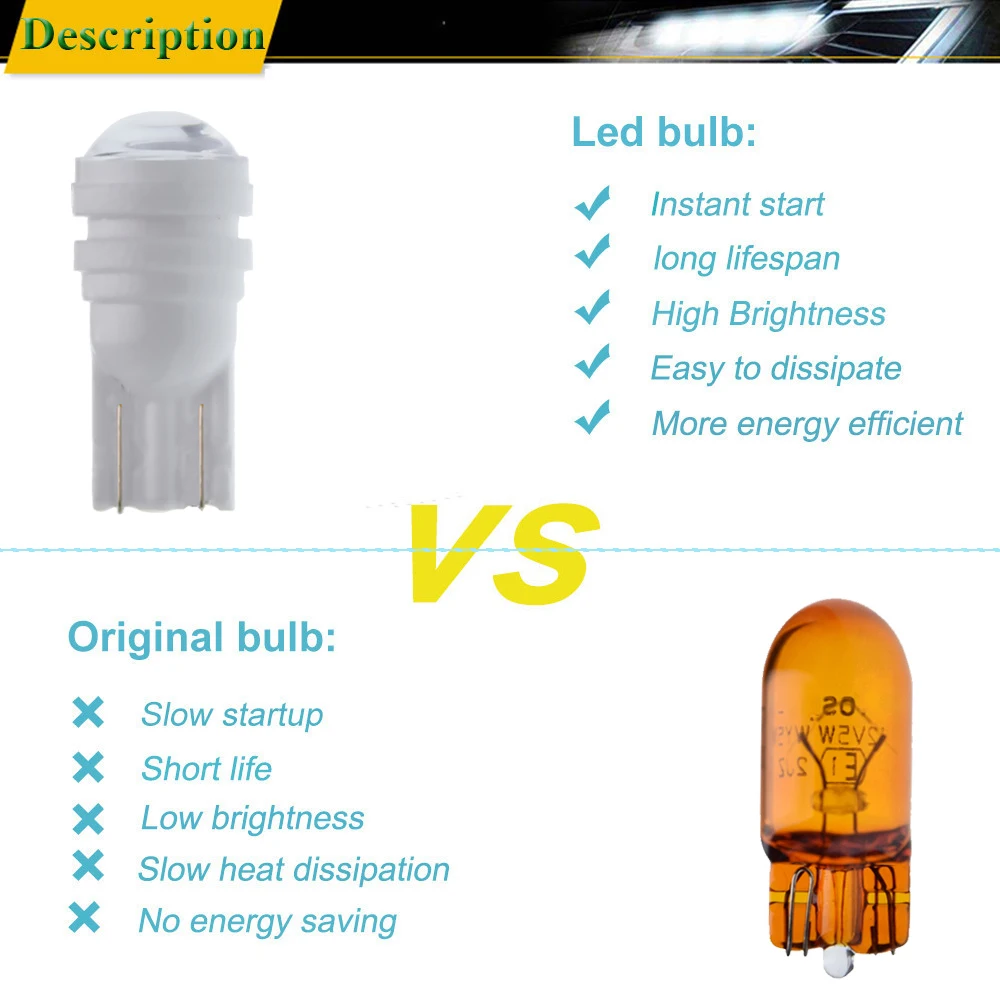 2/4 шт T10 LED W5W Габаритные фонари для автомобиля поворотные номерные знаки свет