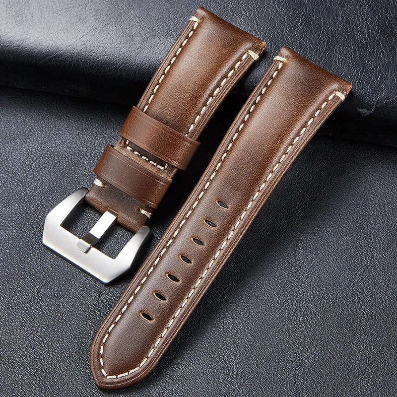Винтажный ремешок для часов из натуральной кожи 20 мм 22 24 26 мужчин и женщин
