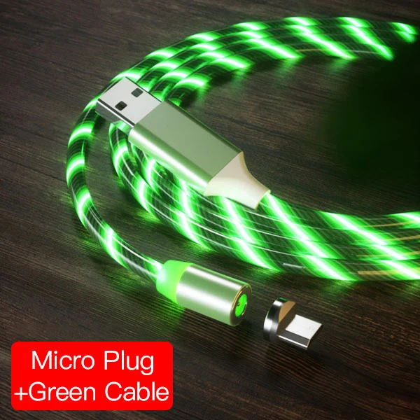 For Micro usb Green ACCEZZ Магнитный зарядный кабель для быстрой зарядки для iPhone X 8 7 ipad Mini Micro usb type C магнитное зарядное устройство для samsung Android Phone - Цвет: For Micro usb Green