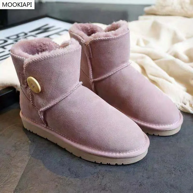 In 2019 Australia's latest buckled women's boots real cowhide artificial wool the highest quality shoes free delivery | Обувь