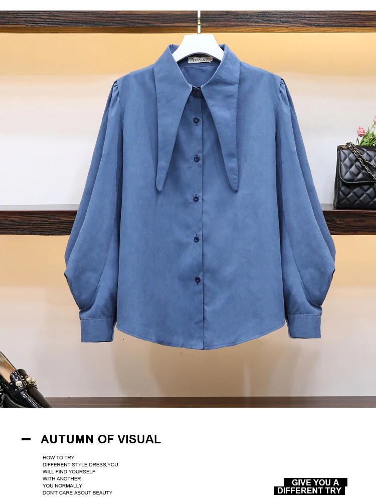 Женское платье из двух частей размера плюс осень 2019 винтажные рубашки с длинным