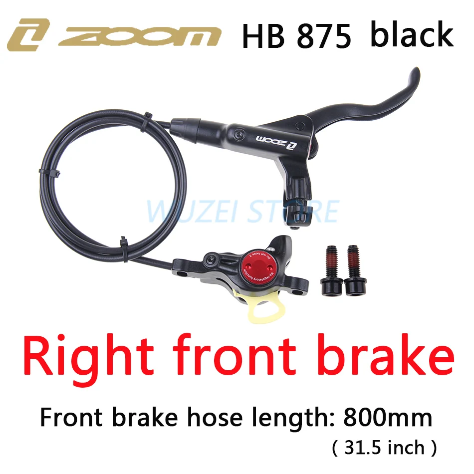 Right front black ZOOM HB-875 Тормоз mtb велосипед гидравлический тормоз 800/1400 мм горный велосипед масло давление дисковый тормоз набор передние и задние части велосипеда - Цвет: Right front black