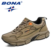 bona 2020 new designers action leather sneakers men lace up sports training shoes trend fitness man running walking shoes comfy