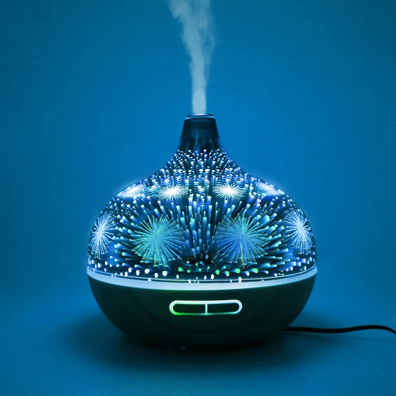 3D пожарный стеклянный увлажнитель воздуха с 7 видов цветов светодиодный ночной